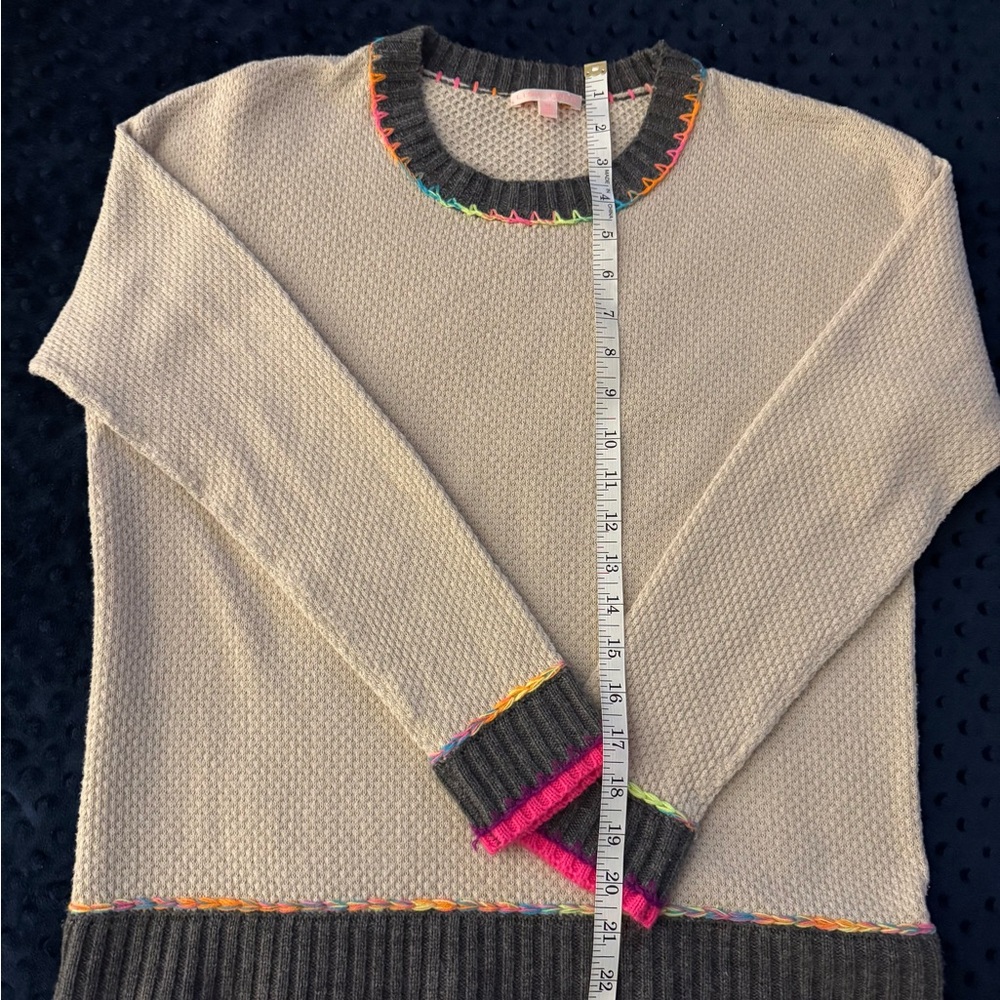 Lisa Todd Cream Sweater with Colorful Accents